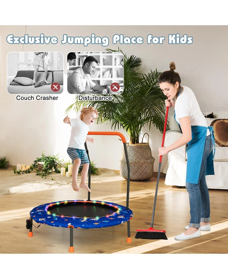 Akiudex 36-Inch Mini Trampoline with Colorful Led Lights and Bluetooth Speaker