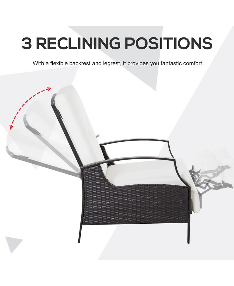 Outsunny Outdoor Recliner Chair, Cushioned, &
