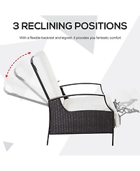 Outsunny Outdoor Recliner Chair, Cushioned, &