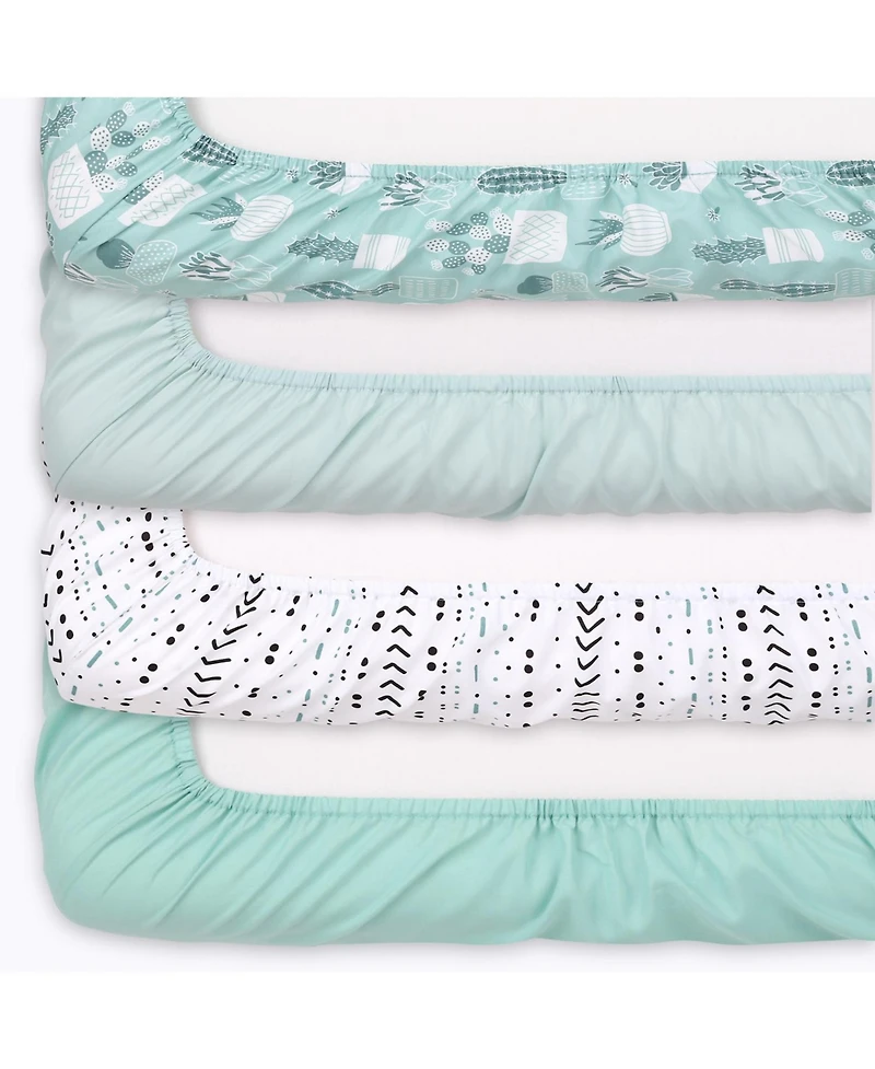 The Peanutshell Fitted Crib Sheets for Boys or Girls, 4 Pack Set, Cactus