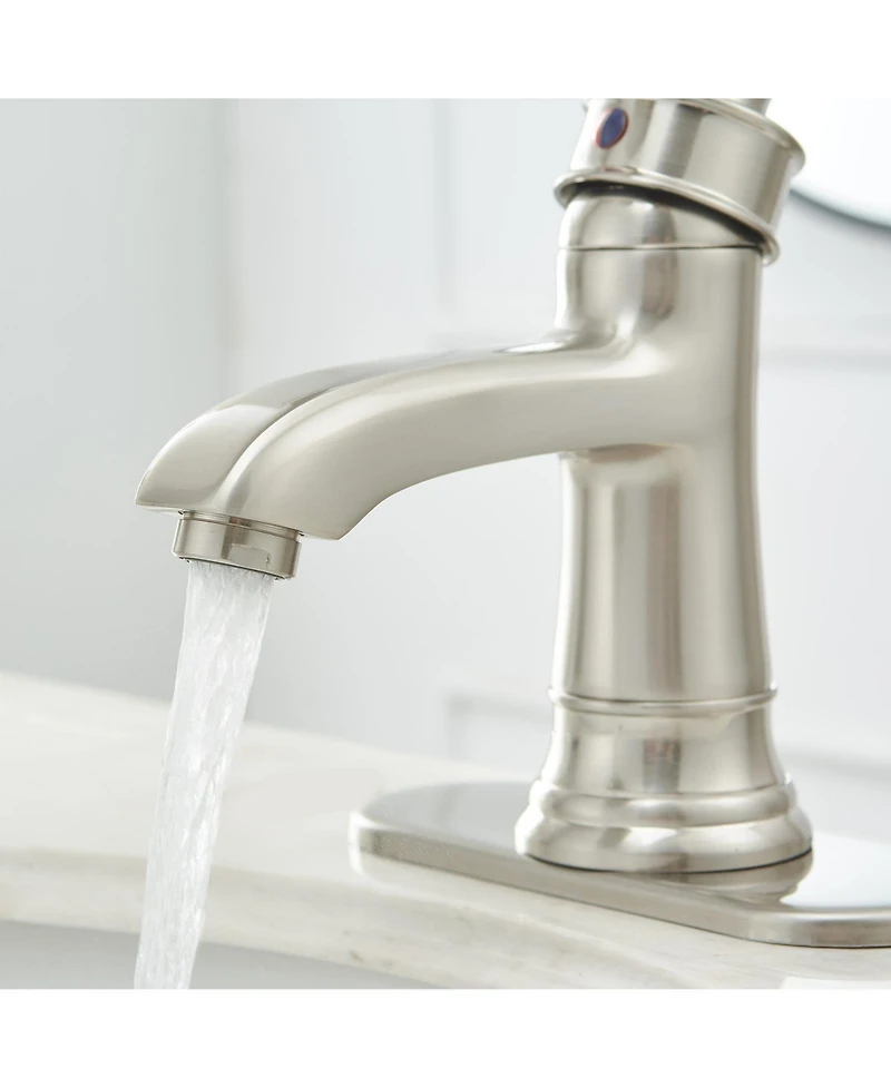 Greenspring Single Hole Single-Handle Low-Arc Bathroom Faucet With Pop-up Drain Assembly Brushed Nickel