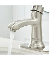 Greenspring Single Hole Single-Handle Low-Arc Bathroom Faucet With Pop-up Drain Assembly Brushed Nickel