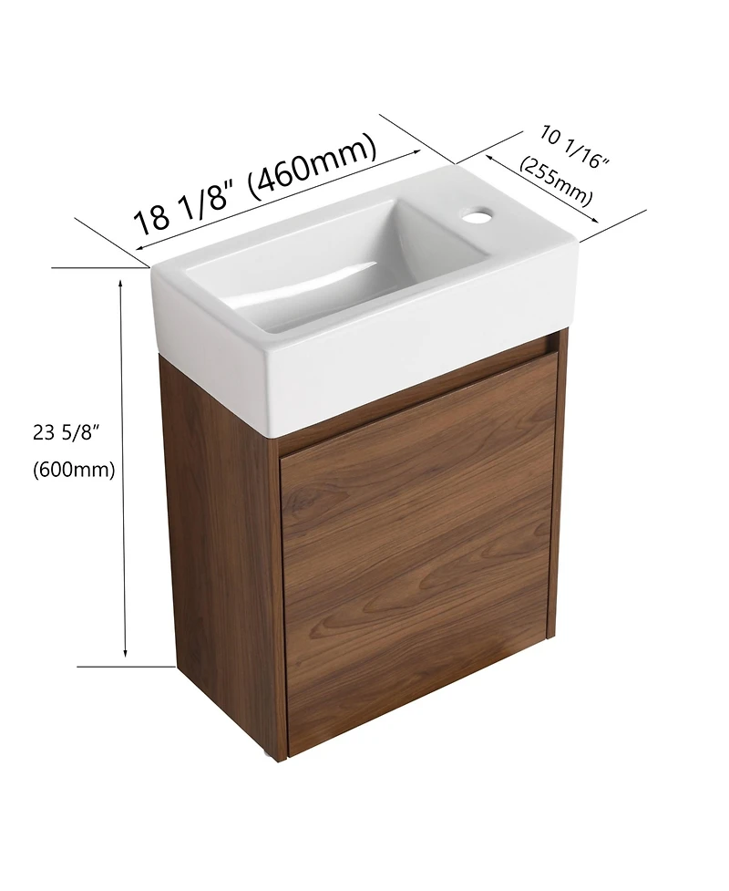 Casainc 18 Inch Floating Vanity with Single Sink for Compact Bathroom Spaces