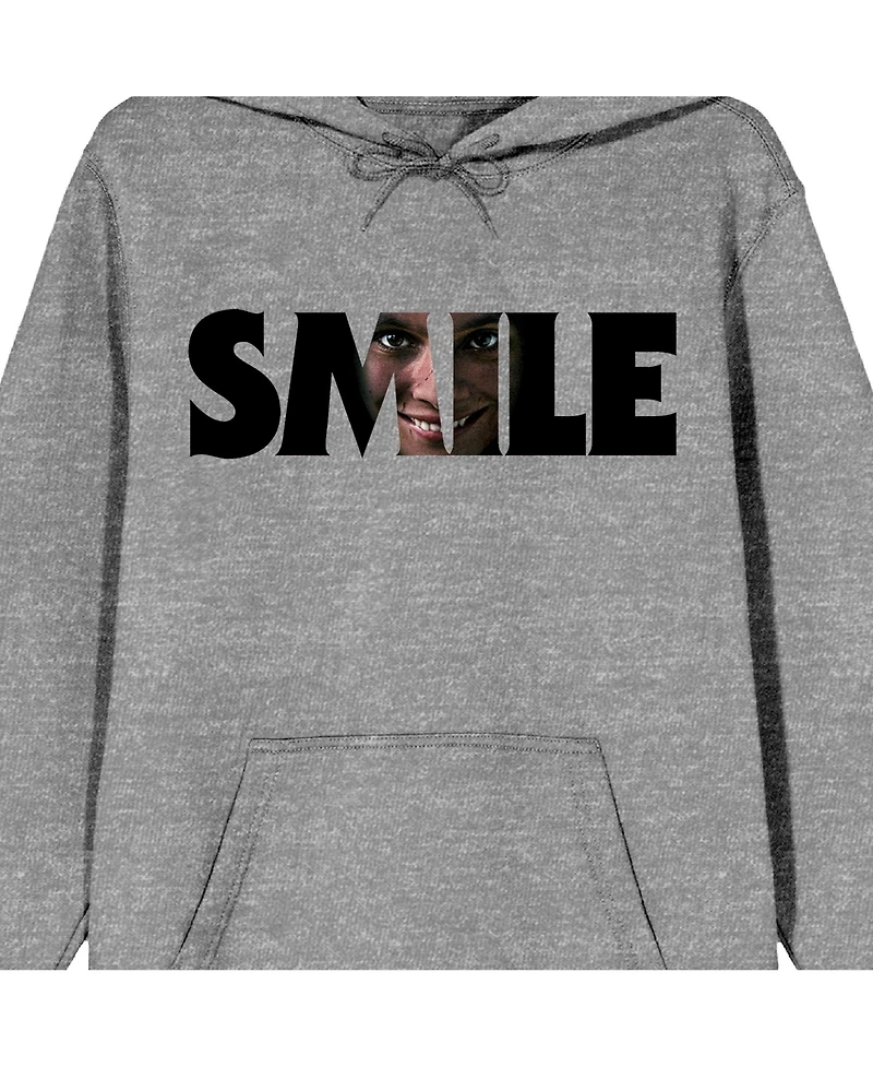 Smile Text With Hidden Face Long Sleeve Adult Athletic Heather Hooded Sweatshirt-xl