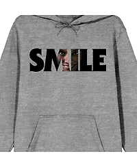 Smile Text With Hidden Face Long Sleeve Adult Athletic Heather Hooded Sweatshirt-xl
