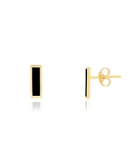 The Lovery Onyx Bar Stud Earrings 14K Gold