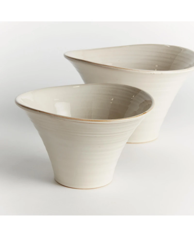 Napa Home & Garden Cotes Pots - 2pc - White Stoneware Planters w/ Drain Hole