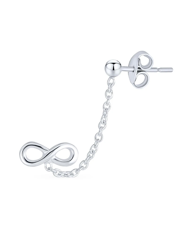Bling Jewelry Set of 2 Love Knot Infinity Heart Ear Cuff Cartilage Chain and Stud Earrings