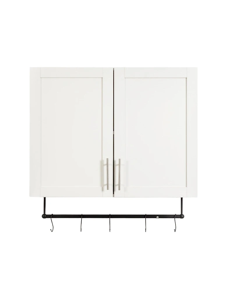 Casainc Bathroom Wall Cabinet with Adjustable Shelf, Towel Bar, and 5 Hooks