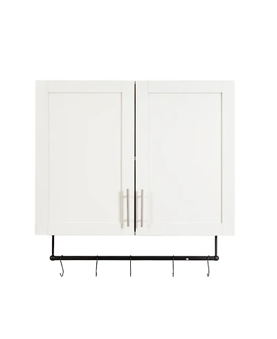 Casainc Bathroom Wall Cabinet with Adjustable Shelf, Towel Bar, and 5 Hooks
