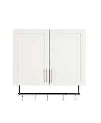 Casainc Bathroom Wall Cabinet with Adjustable Shelf, Towel Bar, and 5 Hooks