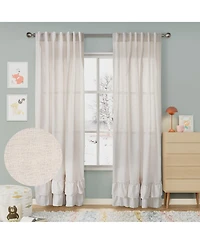 Awesome Home Textured Double Ruffle Rod Pocket Curtains Pair