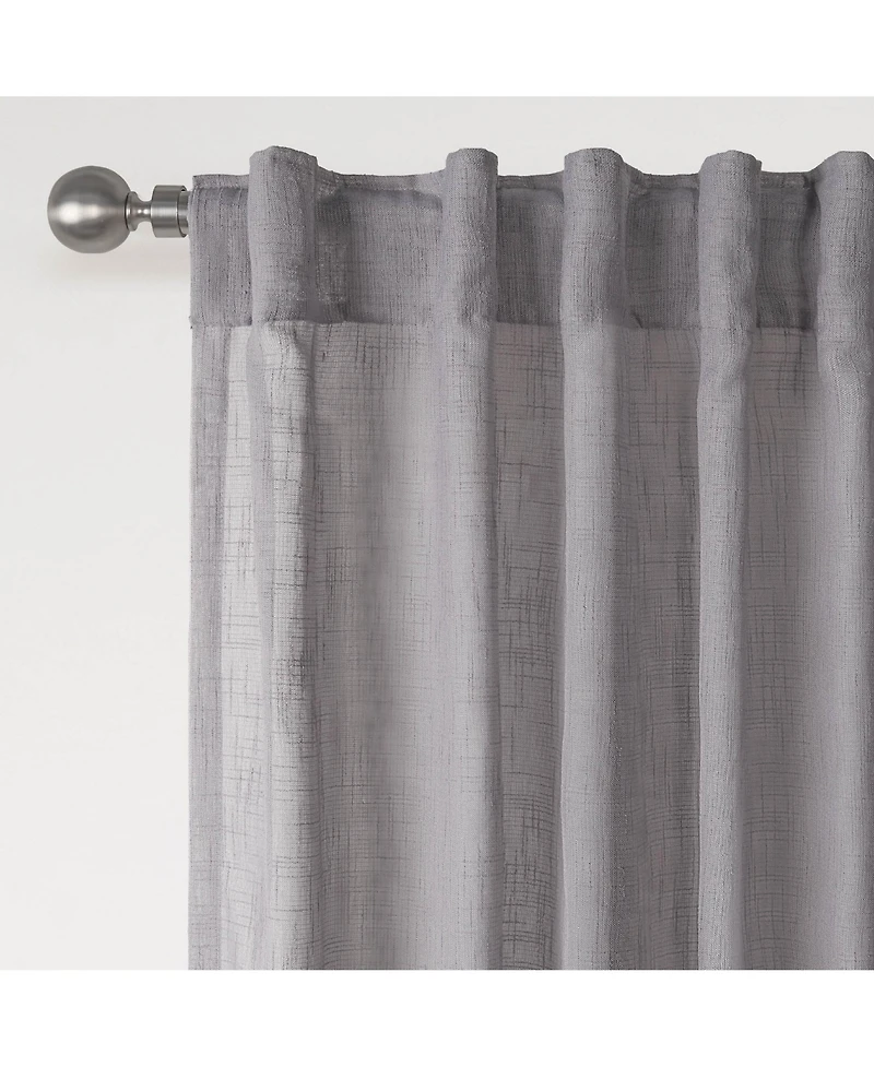 Awesome Home Textured Double Ruffle Rod Pocket Curtains Pair