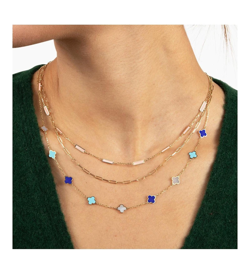 The Lovery Pink Pearl Bar Chain Necklace 14K Gold