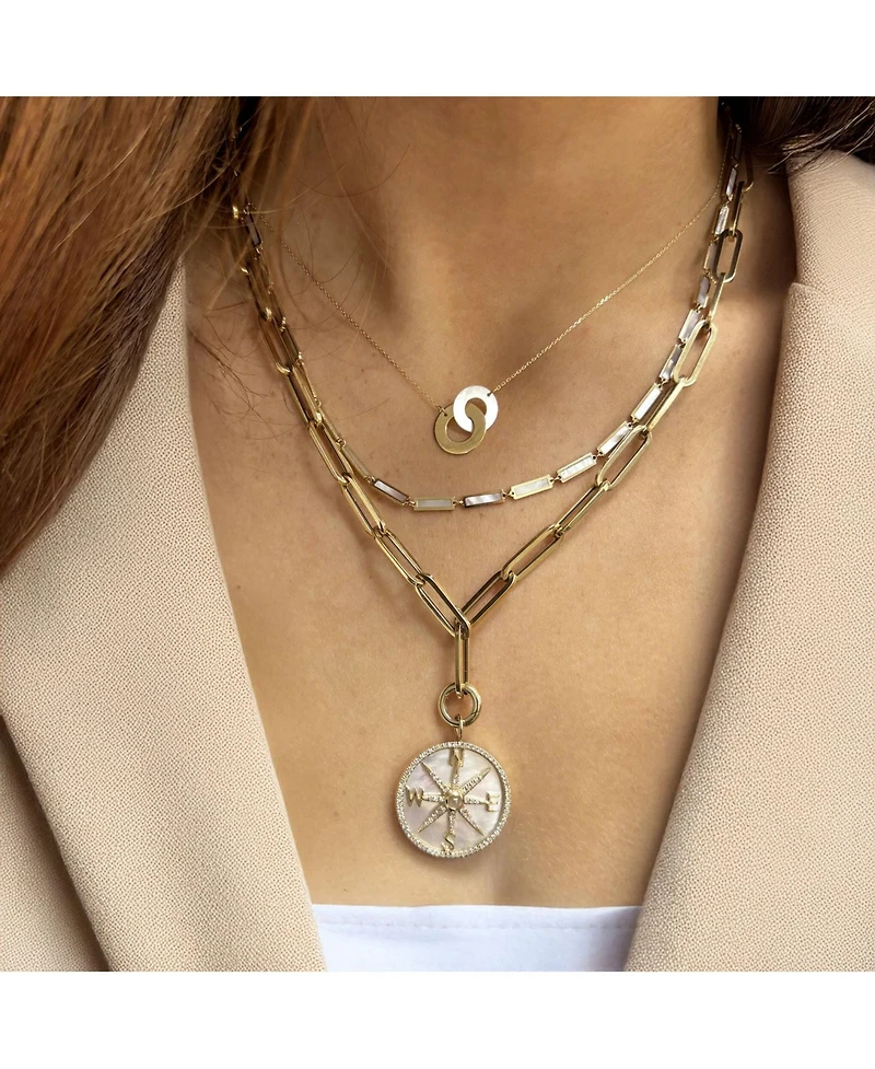 The Lovery Mother of Pearl Bar Necklace 14K Gold Inches
