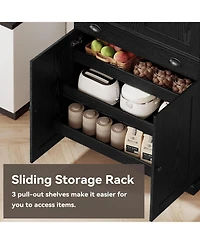 Ironck Kitchen Pantry with Drawer, Sliding Storage Rack, Black
