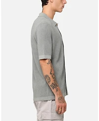 Xxiii Men's Zyair Knit Rib Button Up Shirt