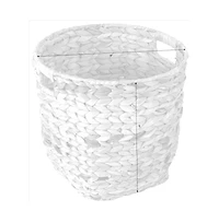 Wickerwise Large Round Water Hyacinth Wicker Basket with Handles