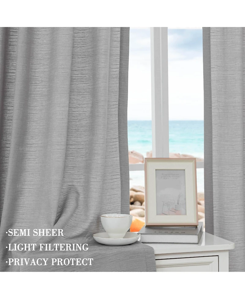 Awesome Home Cotton Blend Light Filtering Back Tab Curtains (2 Panels), 52"x108"