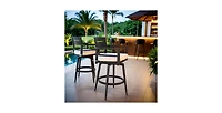 Flynama Modern 2-Piece Aluminum Swivel Bar Chair Set with Sunbrella Cushions