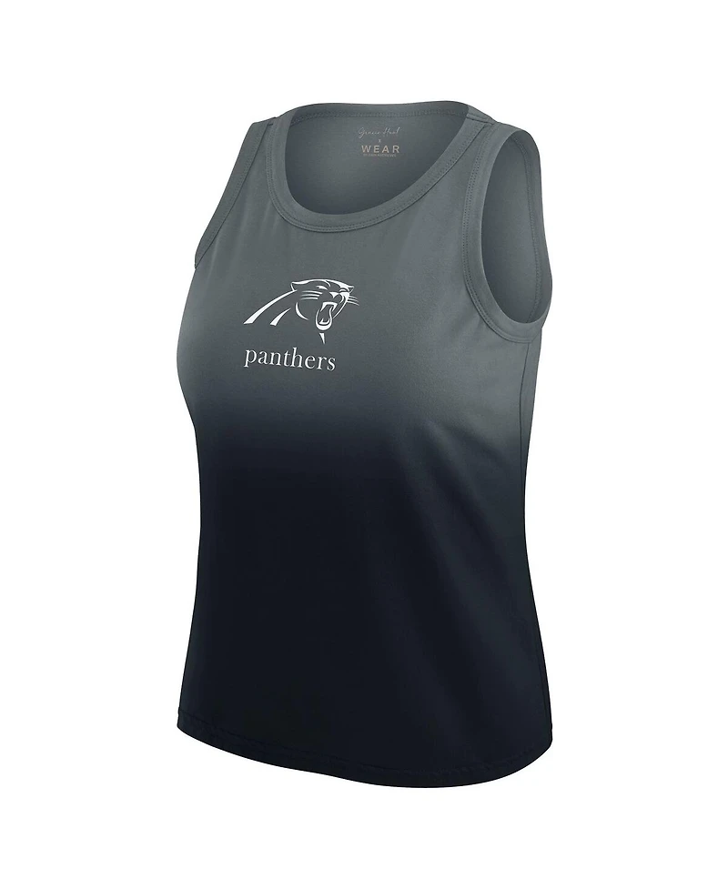 Wear by Erin Andrews Women's x Gracie Hunt Black Carolina Panthers Ombre Tank Top