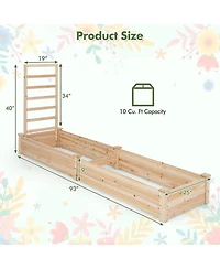 Gymax Raised Garden Bed Wooden Planter Box with Divided Space for Outdoor