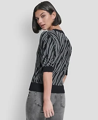 Dkny Women's Colorblock Short Sleeve Sweater