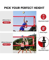 Bearwill 12FT Portable Volleyball Net Set - Freestanding, Height Adjustable, Includes Carry Bag - for Backyard, Indoor & Outdoor Practice