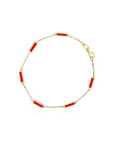 The Lovery Coral Bar Chain Bracelet 14K Gold