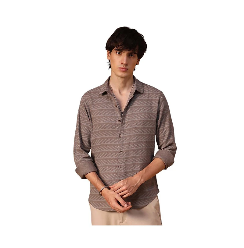 Campus Sutra Men's Earthy Lined Shirt