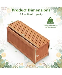 Gymax 2PCS Wood Outdoor Planter Box w/ Seat 2-in-1 Wooden Raised Garden Bed & Bench