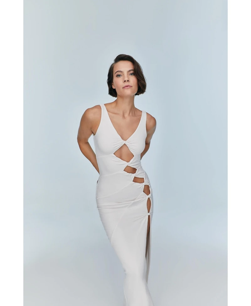 Jendue Us Women's Sara Dress - Elegant Cut-Out Maxi | Event Wear