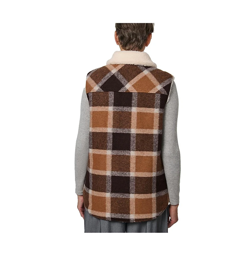 Bernardo Plaid Sherpa Mix Vest