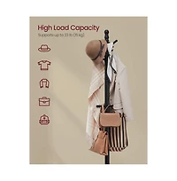 Slickblue Adjustable Height Solid Wood Coat Rack with 10 Hooks for Entryway or Office