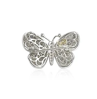 Suzy Levian New York Sterling Silver Sapphire & Created White Sapphire Butterfly Pendant Brooch