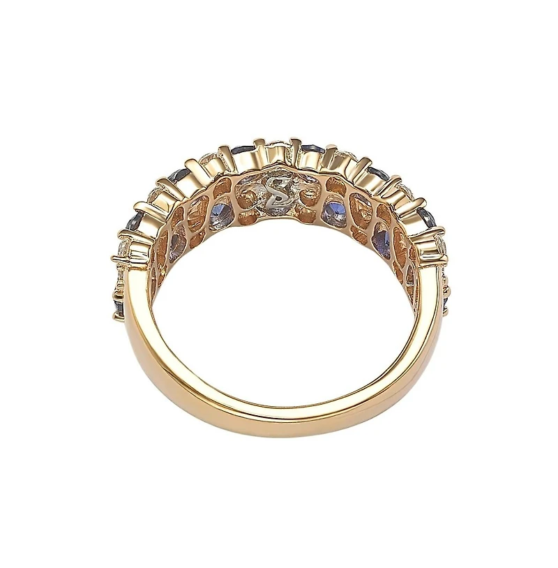 Suzy Levian New York Sterling Silver Natural Sapphire & Created White Double Row Band