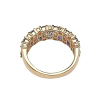 Suzy Levian New York Sterling Silver Natural Sapphire & Created White Double Row Band