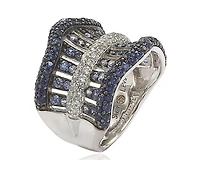 Suzy Levian New York Sterling Silver Sapphire Crossing Ring
