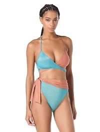 Vince Camuto Womens Wrap Front Bikini Top Sash Tie High Waist Bikini Bottoms