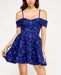 Violet Weekend Women's Juniors' Jacquard Drop-Waist Fit & Flare Dress