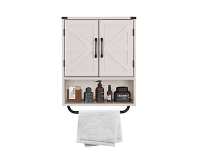 Slickblue Bathroom Wall Cabinet with Storage Shelf and Towel Bar for Organization