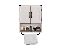 Slickblue Bathroom Wall Cabinet with Storage Shelf and Towel Bar for Organization