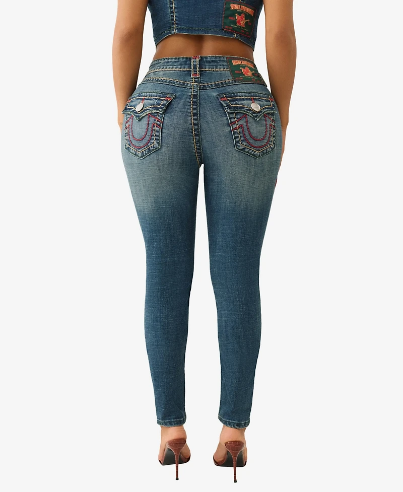 True Religion Women's Jennie Skinny Super T Flap Jeans