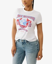 True Religion Women's Buddha Crystal Crew Neck T-Shirt