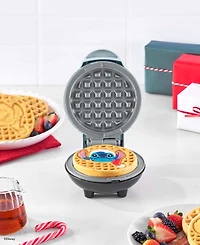 Dash Disney Holiday Stitch Mini Waffle Maker with Stitch in a Santa Hat Plate