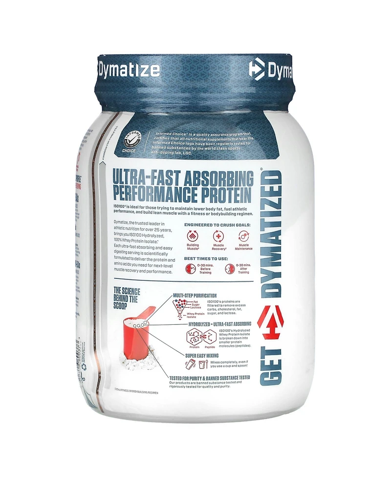 Dymatize ISO100 Hydrolyzed 100% Whey Protein Isolate Strawberry