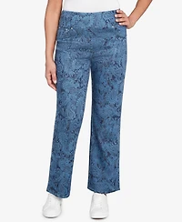 Ruby Rd. Petite Paisley Stretch Denim Pull On Ankle Jeans