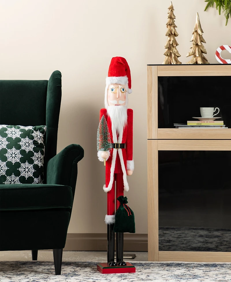 Glitzhome 42" Wooden Christmas Santa Nutcracker
