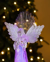 Glitzhome Christmas Lighted Color Changing Tabletop Angel Figurines, Set of 2