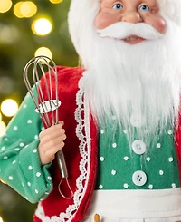 Glitzhome 18" Faux Fur Christmas Chef Santa Figurine